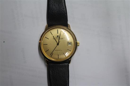 A gentlemans 9ct gold Jaeger le Coultre automatic wrist watch,